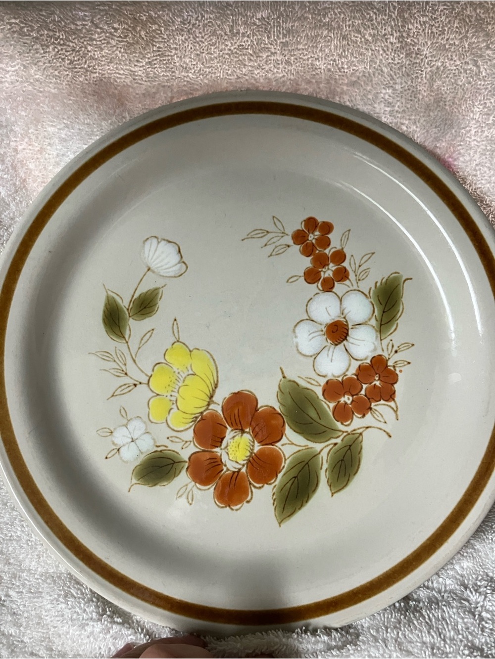 Trellis Blossom Dinner Plate from Mountain Wood Collection 70’s Stoneware Japan